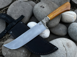 Нож "Пчак №4", клинок сталь K340, рукоять карельская береза, литье мельхиор